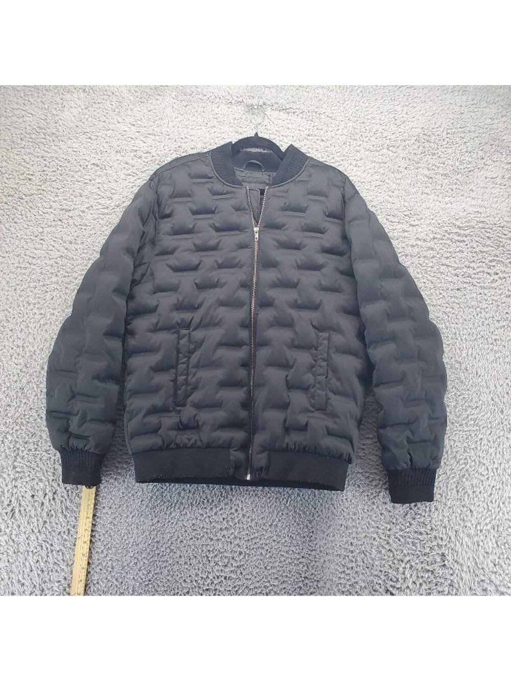Murano Jacket Mens Large Black Quilted Lightweight With Ribbed Hem & Cuffs